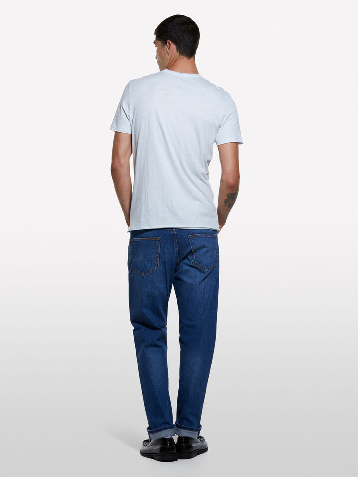 Light blue slim fit short sleeve t-shirt - men's short sleeve t-shirts - Light Blue | Sisley image number 2